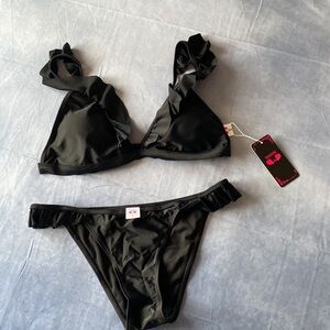 Shekini black ruffle bikini